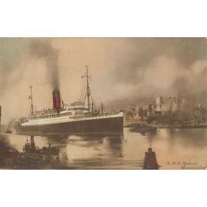 RMS Ascania Cunard Line Ship Rare Antique Postcard