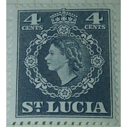 St Lucia QEII 1954 4c Slate Hinged Mounted Mint MM SG 175 Sc 160 stamp Elizabeth