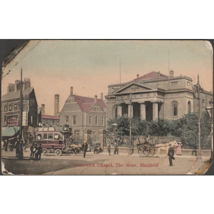 Brunswick Chapel, The Moor, Sheffield, Yorkshire, c.1905-10 - WH Smith Postcard