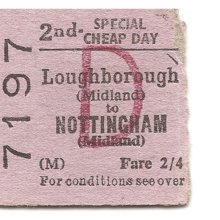 B.T.C. Edmondson Ticket - Loughborough Midland to Nottingham Midland