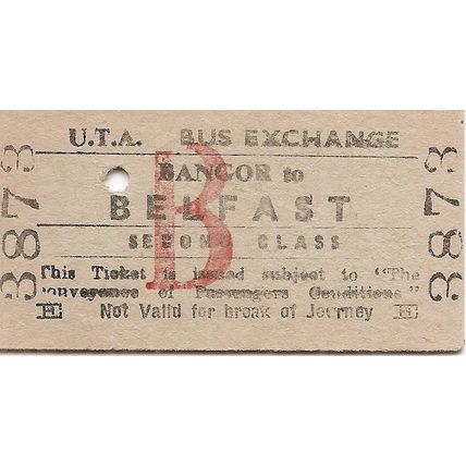 U.T.A. Edmondson Ticket - Bangor to Belfast