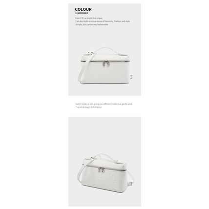 Women's Genuine Leather Makeup Bag Shoulder and Crossbody Phone Bag White