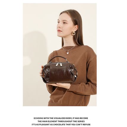 Genuine Leather Women Purses and Handbags Shoulder Tote Bags Brown