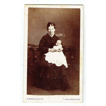 Victorian cdv photo woman holding baby Low Harrowgate photographer