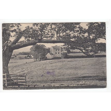 Earlston or Earlstoun Castle & Queen Marys Oak Tree Dalry Postcard Dumfriesshire