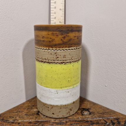 Vintage 1970s Denby Yellow Potters Wheel Vase