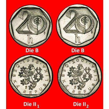 Ⰶ LION (1993-2003): CZECHIA ★ 20 HELLERS 1998, 2001 2 COINS★LOW START★NO RESERVE