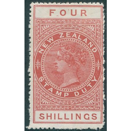 New Zealand 1913 4s orange-red Perf 14½x14 Postal Fiscal SGF114 unused