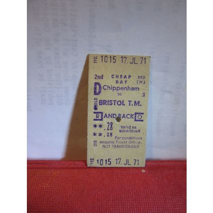 CHIPPENHAM to BRISTOL TEMPLE MEADS RETURN TICKET 17/07/1971 British Rail =