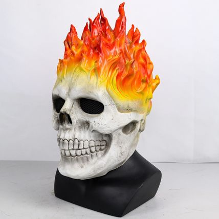 Ghost Rider Flaming Skull Latex Mask Fire Flame Handmade Lifelike Realistic Comi