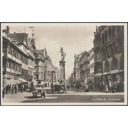 Kaiserstraße, Freiburg in Breisgau, 1930 - Emil Hartmann Foto-AK