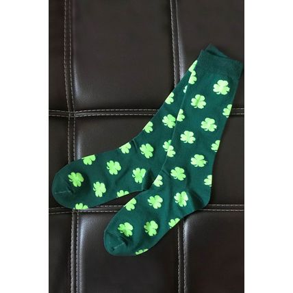 Dark Green St Patricks Clover Print Tube Socks