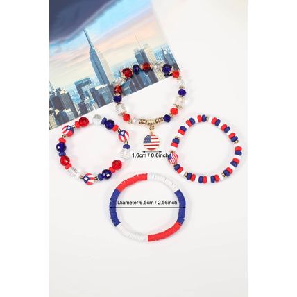 Fiery Red Flag Day Beaded Multilayered Bracelet