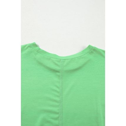 Blue Colorblock Striped Drop Shoulder Loose Top