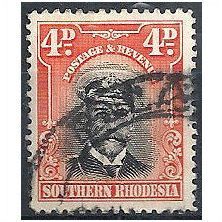 Southern Rhodesia 1924 SG6 4d Black & Orange-Red Fine Used...