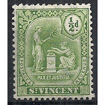 St Vincent 1909 SG102 1/2d Green Mounted Mint ...