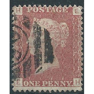 1858 SG43 1d Red Plate 134 Good/Fine Used Check Letters "EH"