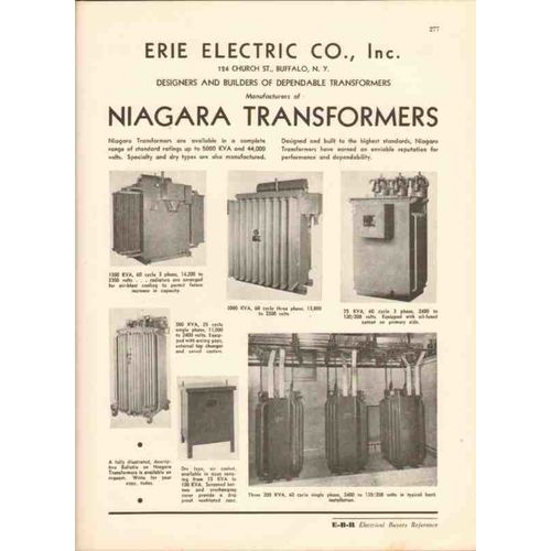 erie electric company 1943 niagara transformers power vintage catalog