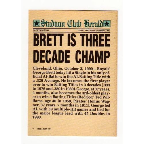 1991 Stadium Club Charter Members only George Brett card- Royals