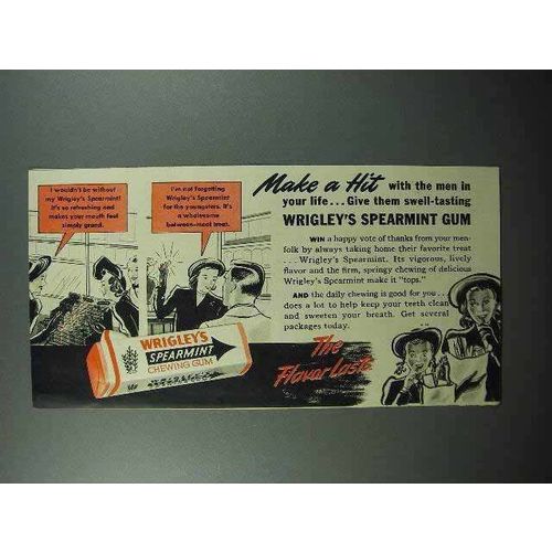 1942 Wrigley's Spearmint Gum Ad - Make a Hit