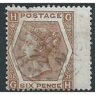 1872 SG122b 6d Pale Chestnut Fine Used Wing Margin (P Perf) Check Letters “GH”
