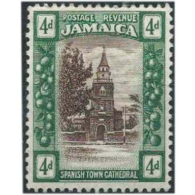 Jamaica 1921 SG100 4d Brown & Deep Green Mounted Mint . ..