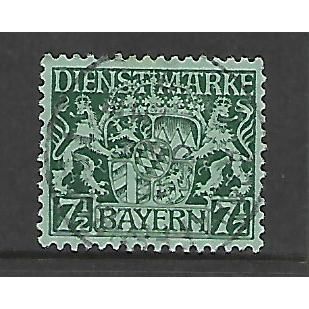 GERMANY STATES BAVARIA 1916 OFFICIAL 7 1/2pf GREEN SG O198 FINE USED