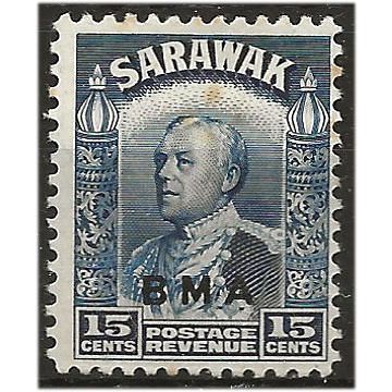 Sarawak 1945 SG135 15c Blue BMA Mounted Mint .