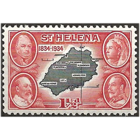 St Helena 1934 SG116 1 1/2d Black & Scarlet Mounted Mint . ..