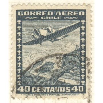 Chile 1934 - 40c bluish black - Junkers G24 over landscape - used