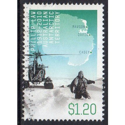 AAT 2012 Birth Centenary of Phillip Law - Law, Helicopter and Map $1.20 Used