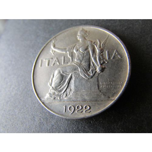 1922 ITALY ONE LIRA R MINT MARK FREE POST. G