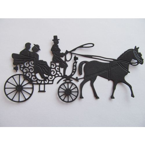 6 x Tattered Lace Die Cuts Horse & Carriage in Black