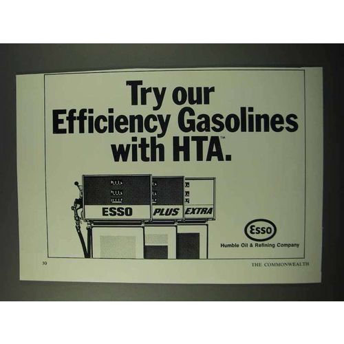 1972 Esso Gasoline Ad - Our Efficiency Gasolines