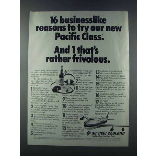1981 Air New Zealand Ad - 16 Businesslike Reasons