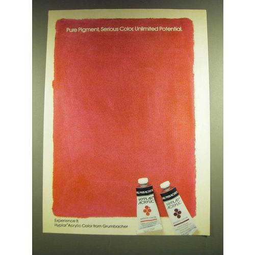 1990 Grumbacher Hyplar Acrylic Color Ad - Pure pigment, serious color
