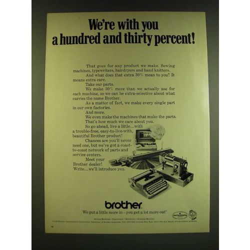 1966 Brother Ad - Sewing Machines, Typewriters, Hairdryers and Hand Knitters