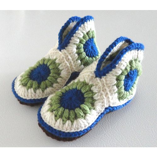 Toddler booties #B025 crochet cowboy style boots footwear 2-4 years