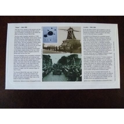 Canada 1995 50th Anniversary of WWII stamps First Day Cover ship troops tank