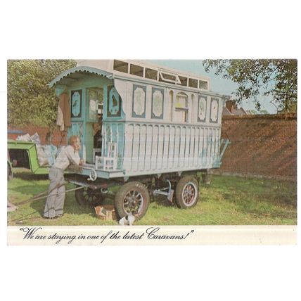 GYPSY, TRAVELER OR FAIRGROUND CARAVAN unused vintage postcard 1960s? vgc #