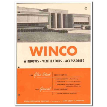 Winco Ventilator Company 1955 vintage window catalog projected ribbon