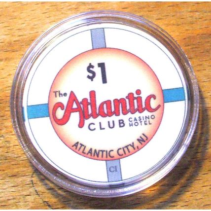 (1) $1. The Atlantic Club Casino Chip - 2012 - Atlantic City, New Jersey