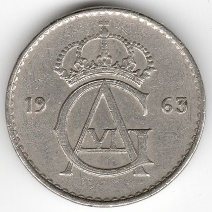 Sweden : 25 Öre 1963 U