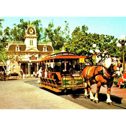 Horse-Drawn Streetcar Disneyland Anaheim CA Vintage Postcard (A2)
