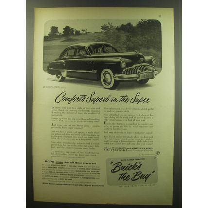 1949 Buick Super Car Ad - Comfort's Superb in the Super