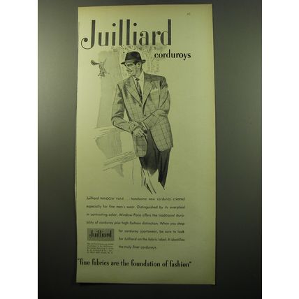 1950 Juilliard Window Pane Corduroy Sportswear Advertisement