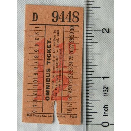 Vintage: 1½d Bell Punch Co omnibus ticket
