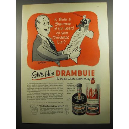 1951 Drambuie Liqueur Ad - Cartoon by Sam Cobean - Is there a chairman