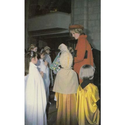 Princess Diana With Child Nativity Players at Guildford Cathedral Royal Postcard