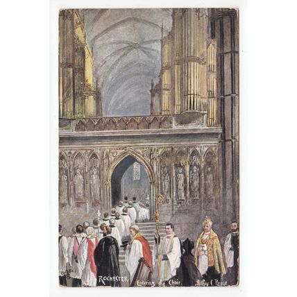 Entering the Choir Rochester Cathedral Arthur C Payne Art Tucks Oilette Postcard